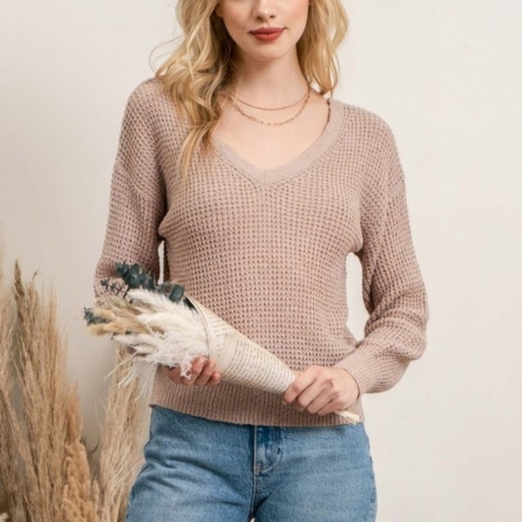 Tops - Small - Mesh long sleeve knitted top